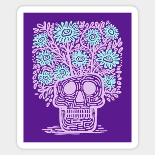 Skull Flower Pot - Pastel Goth Botanical Art Magnet